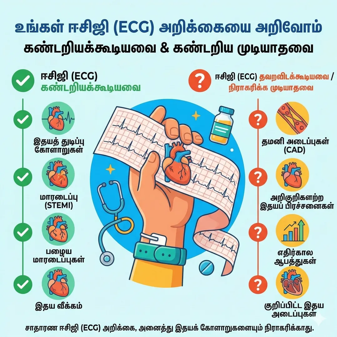 ECG: உங்கள் இதயத்தின் மின் சமிக்ஞை என்ன சொல்லும், என்ன சொல்லாது