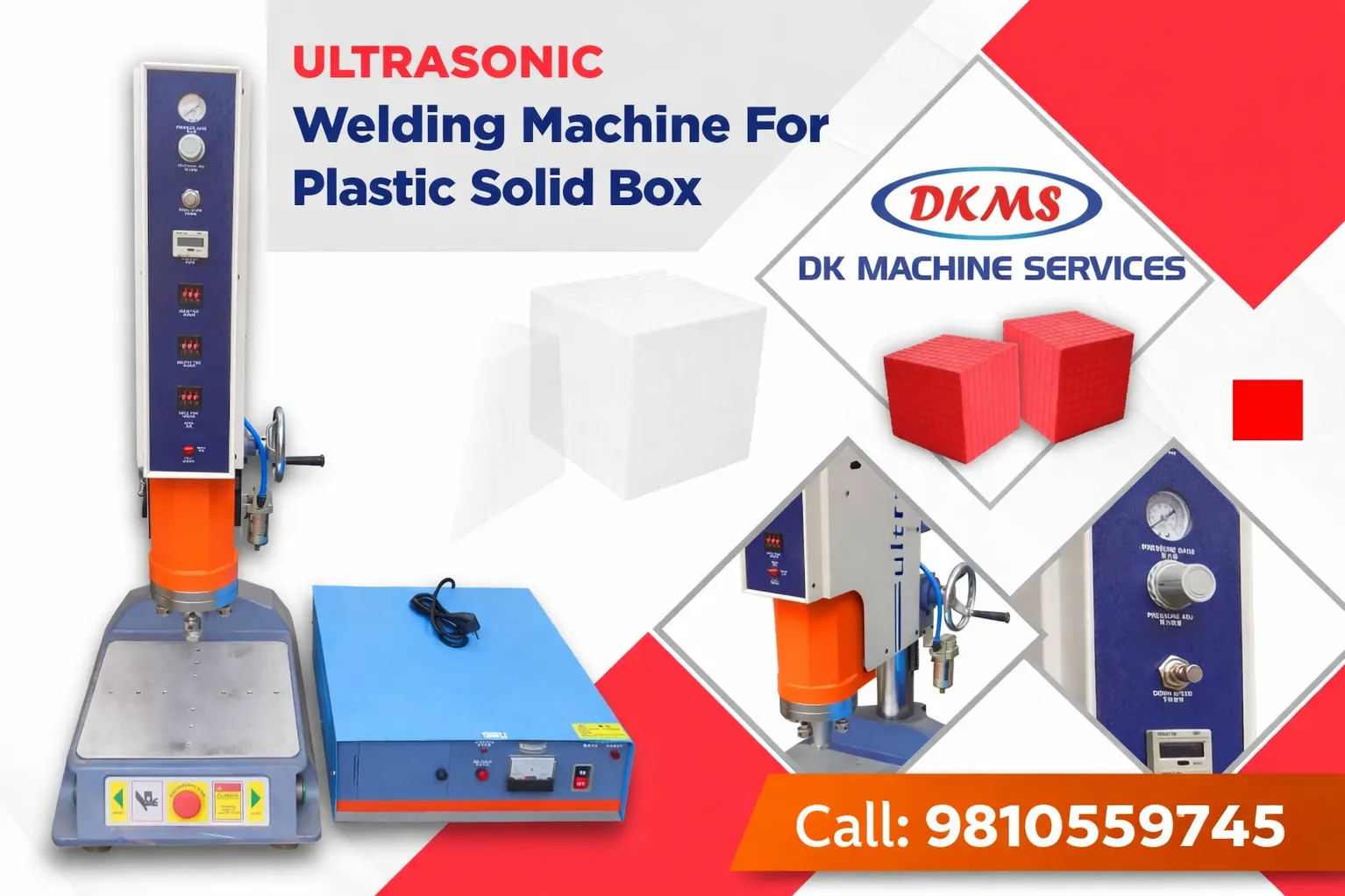 Ultrasonic welding machine for plastic boxes