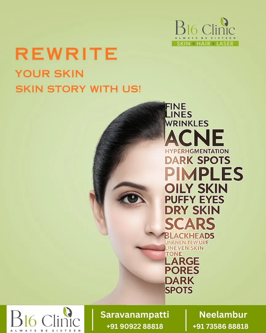✨ Rewrite Your Skin Story with B16 Clinic ✨
Struggling with acne, pimples, pigmentation, dark spots...