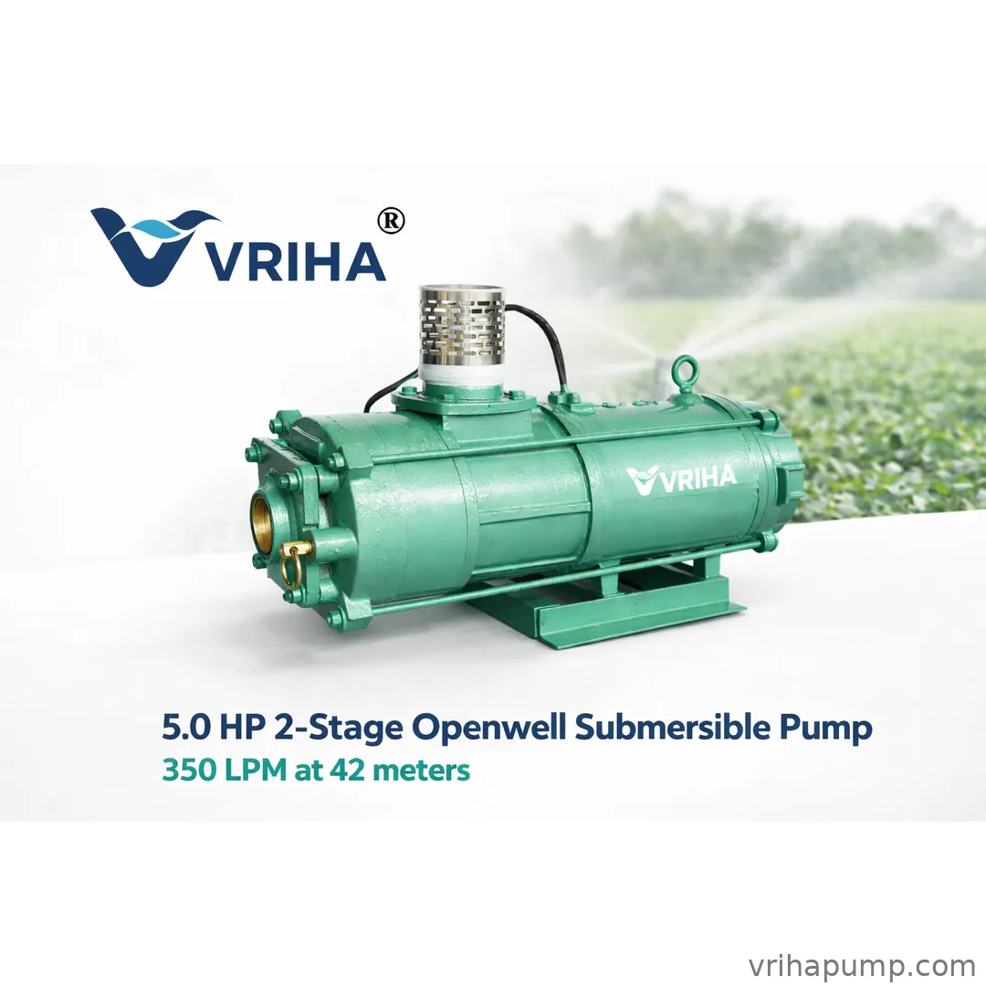 Vriha 5.0 HP 2 Stage Openwell Submersible Pump | 350 LPM at 42 Meter Head Agriculture & Commercial