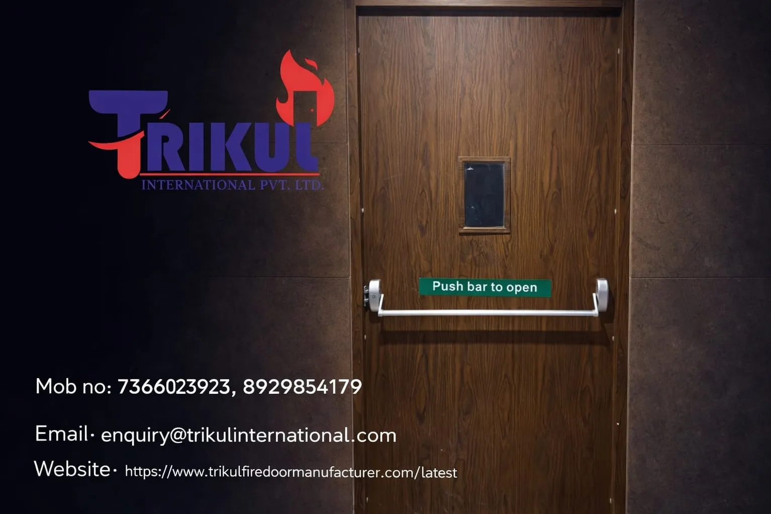 Wooden Fire Door with Panic Bar!!