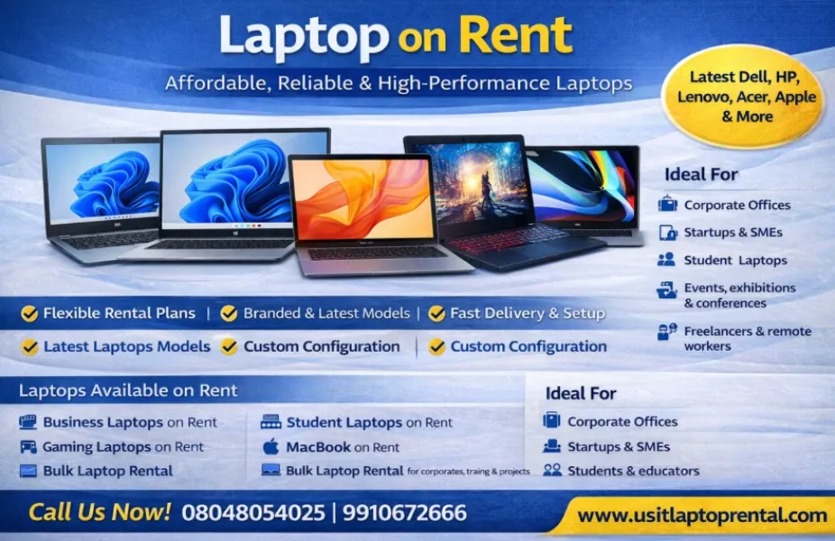 Laptop on Rent in Gurugram for Corporate Projects and Bulk Requirements