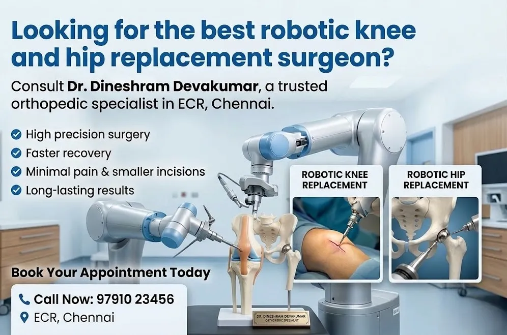 Looking for the best robotic knee and hip replacement surgeon? Consult Dr. Dineshram Devakumar, a tr...
