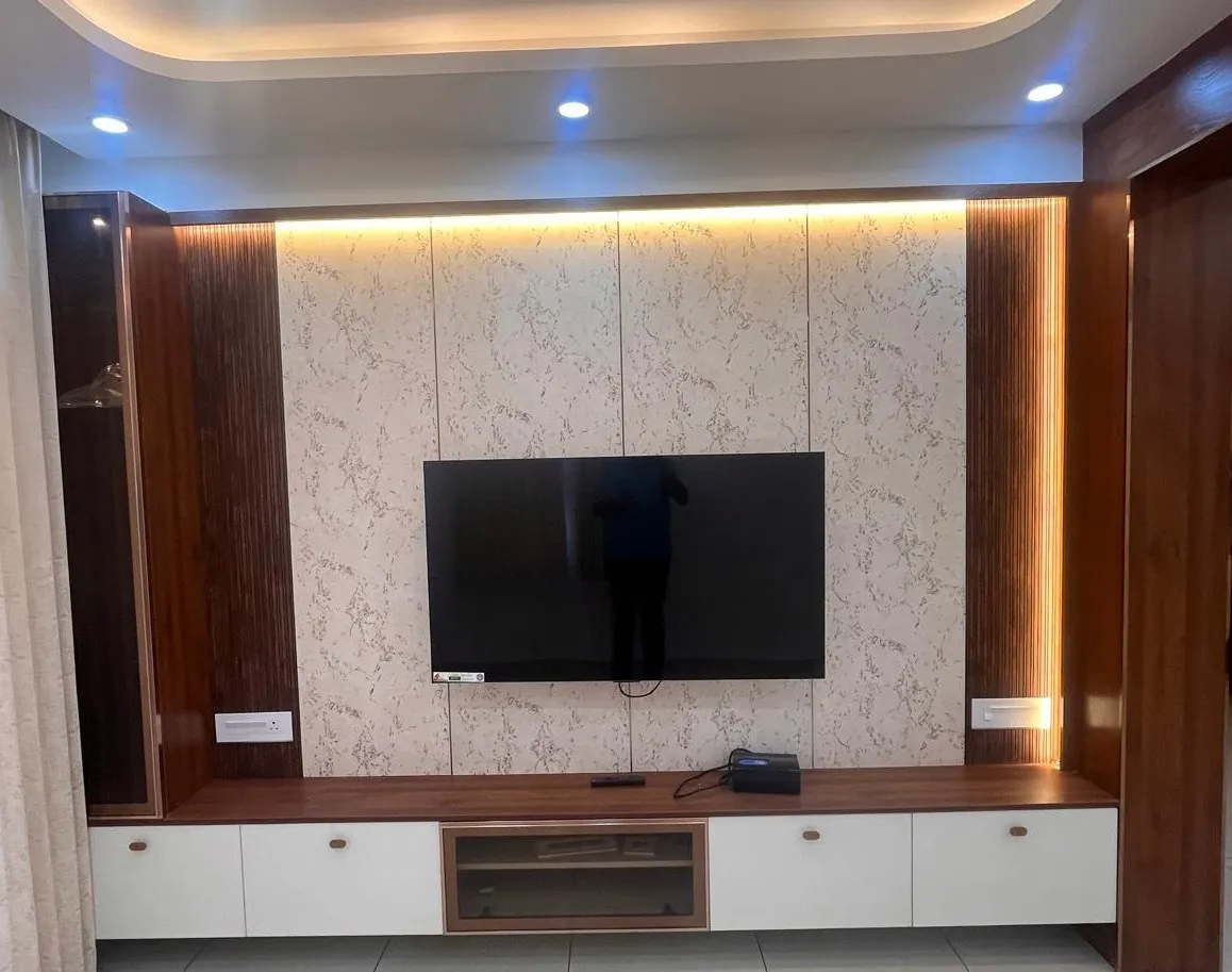 Modern Luxury TV Unit Design in JP Nagar|PERFINNO INTERIORS|trusted interior designers in Bangalore