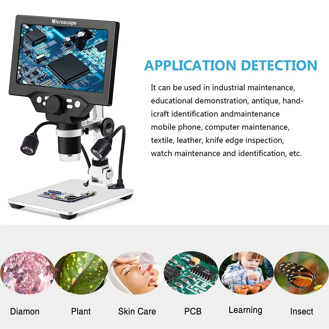 600X 3.6MP 8LED LCD Digital Portable Microscope 4.3" Electronic HD Video Microscopes