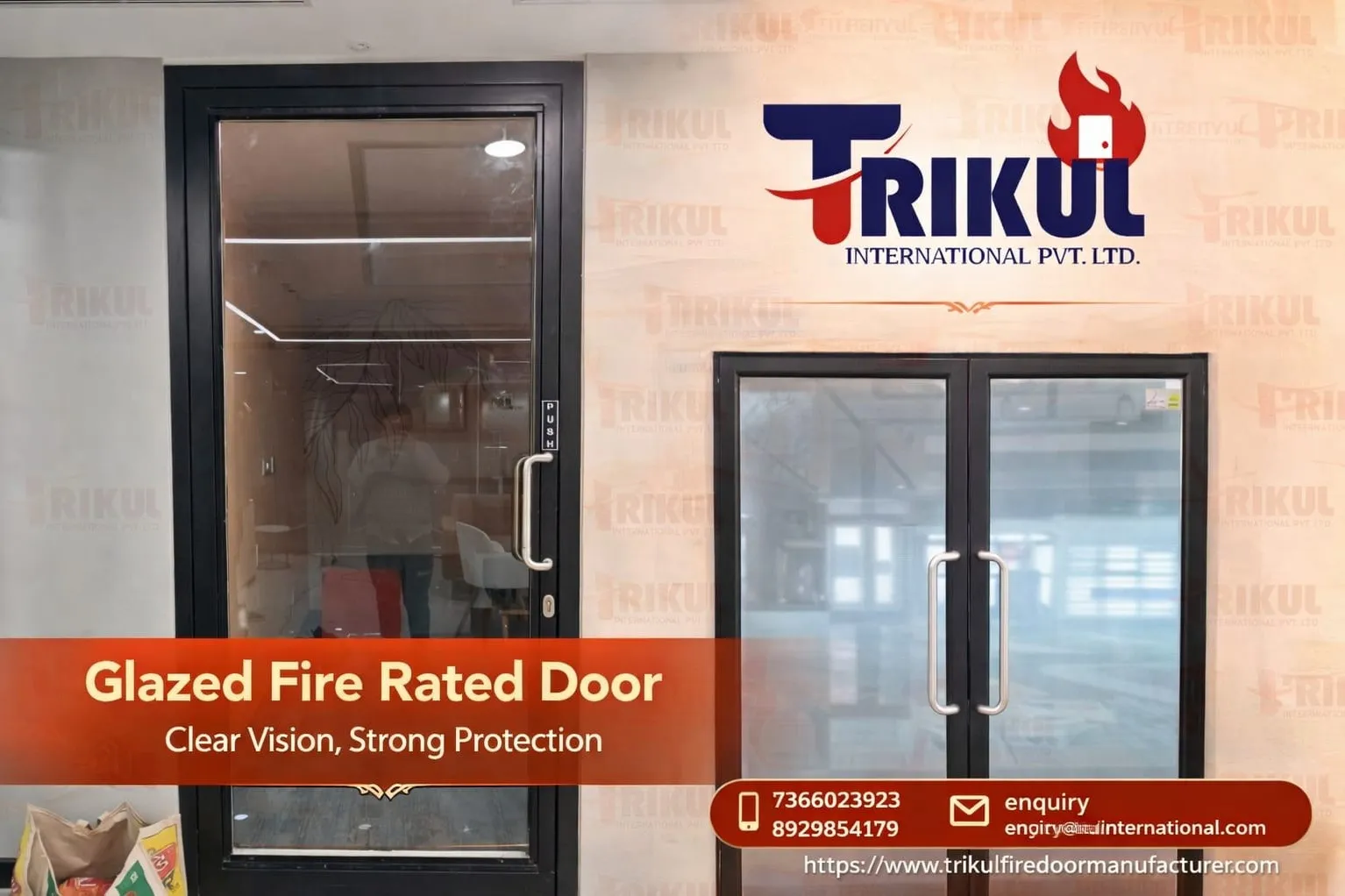 2 Hours Fire Rated Glazed Metal Door