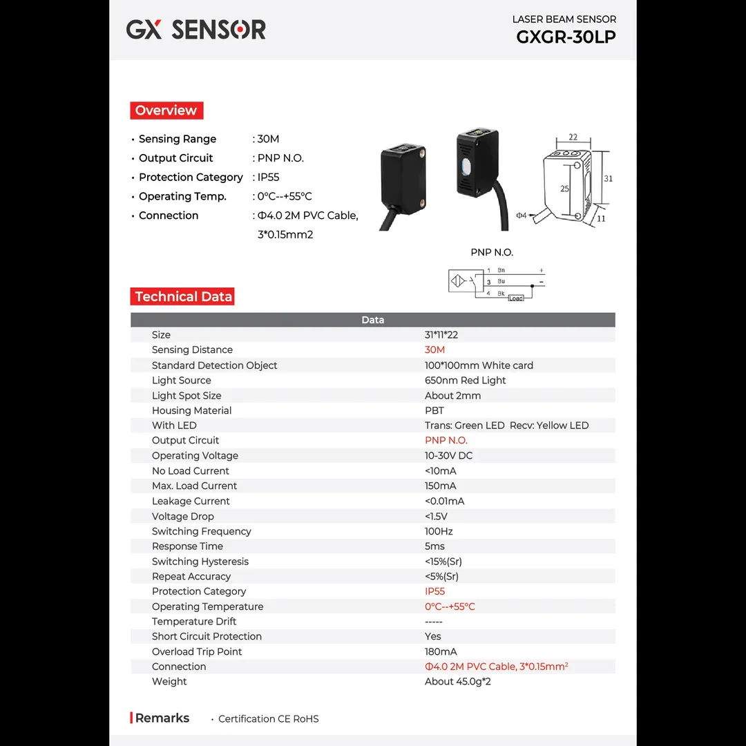 GXGR-30LP Laser Beam Sensor