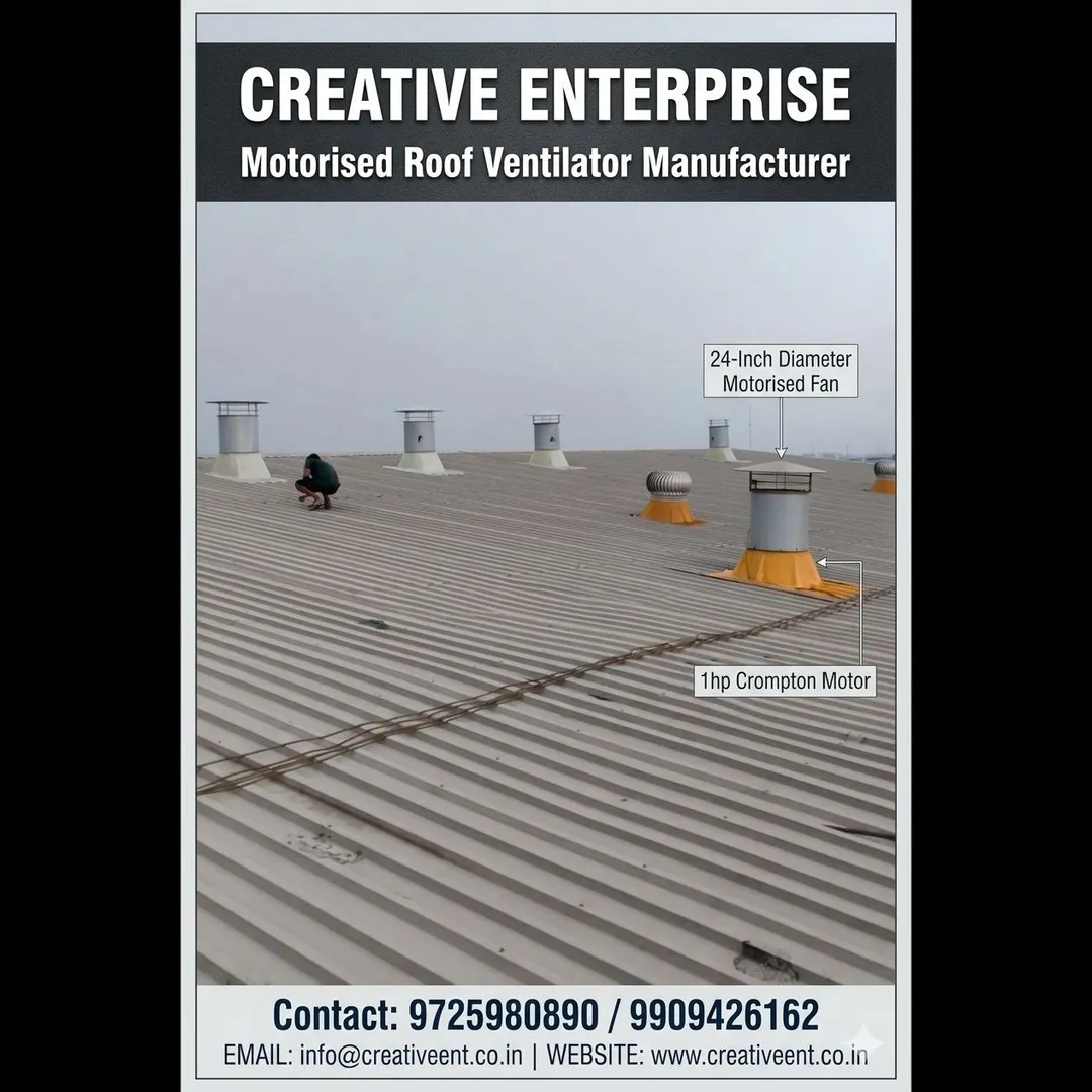 MOTORISED ROOF EXHAUST FAN SUPPLIER IN GANDHIDHAMA Motorised Roof Exhaust Fan is an electrically pow...