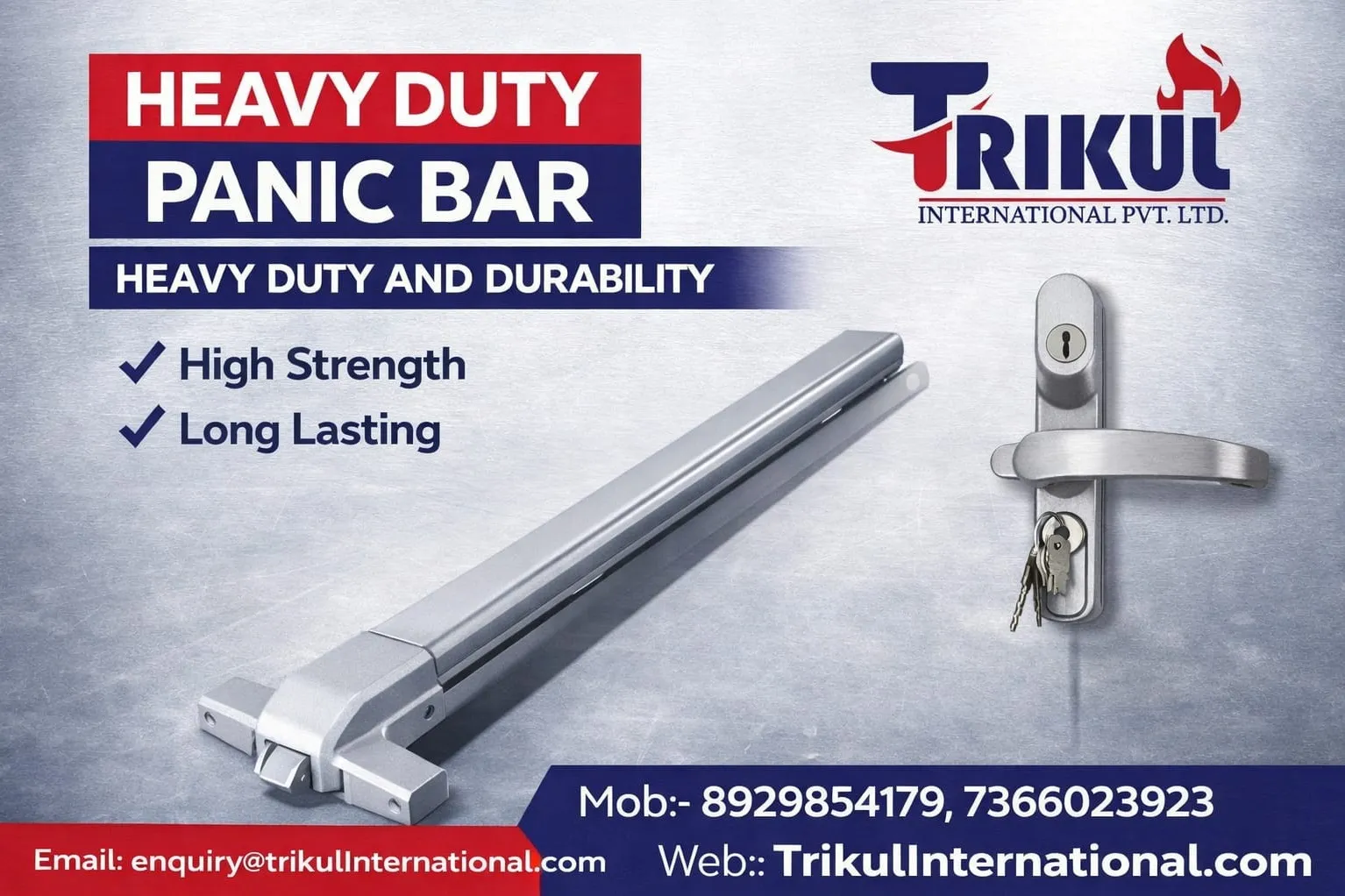 Panic bar with external trim manufacturing in Noida