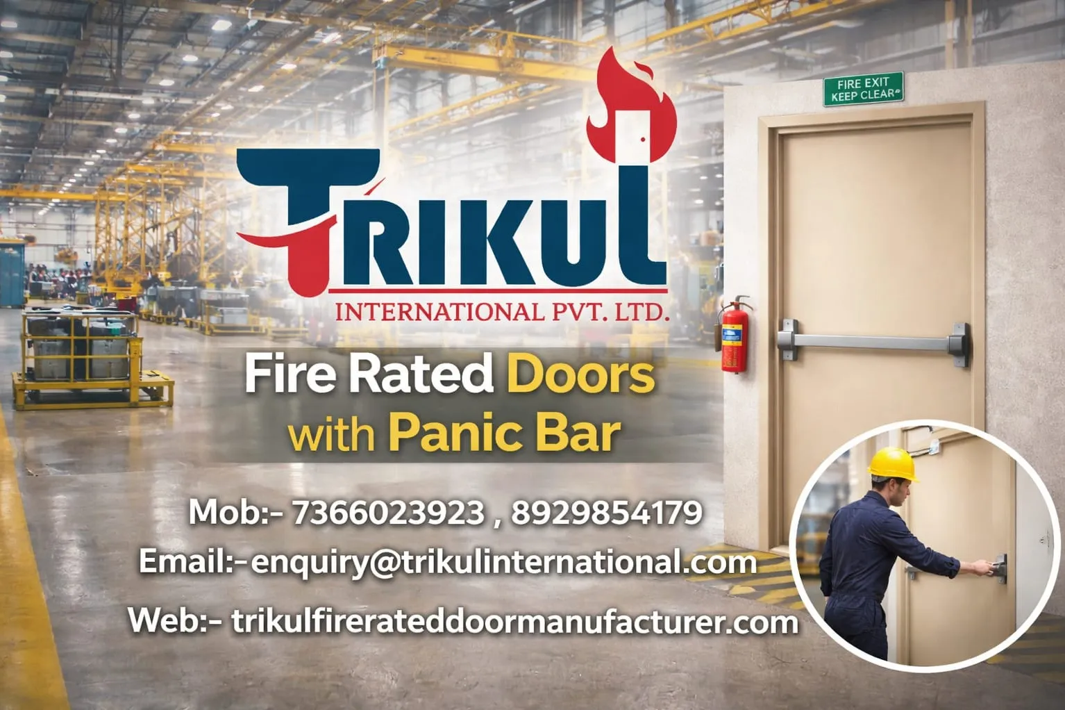 Wooden Fire Door with Panic Bar in Chennai