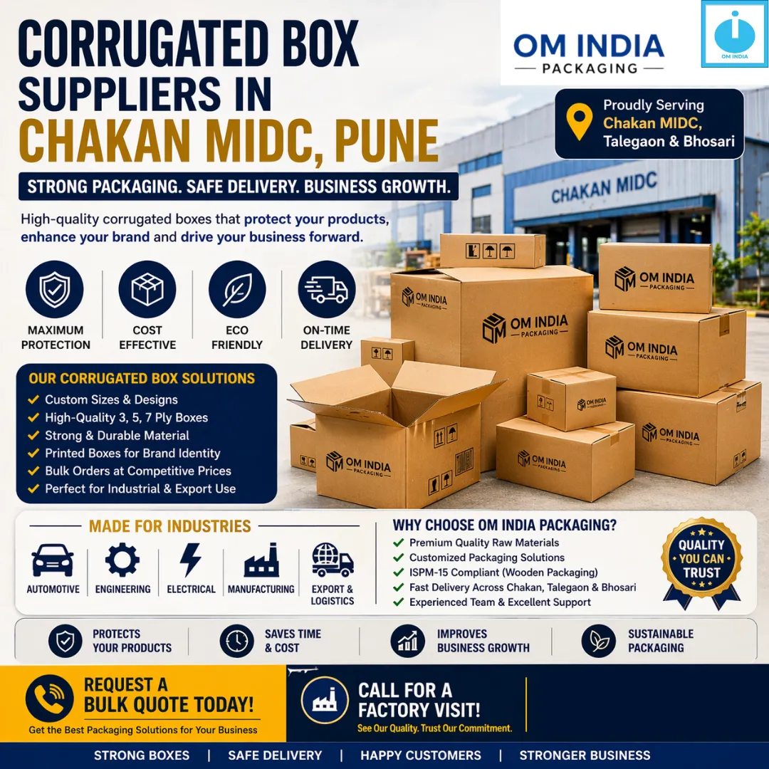 Corrugated Box Suppliers in Chakan MIDC, Pune – Reliable Packaging Solutions by Om India Packaging