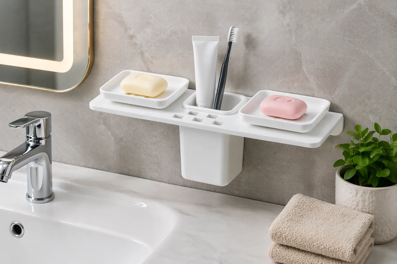 ACRYLIC 3 IN 1 SOAP DISH