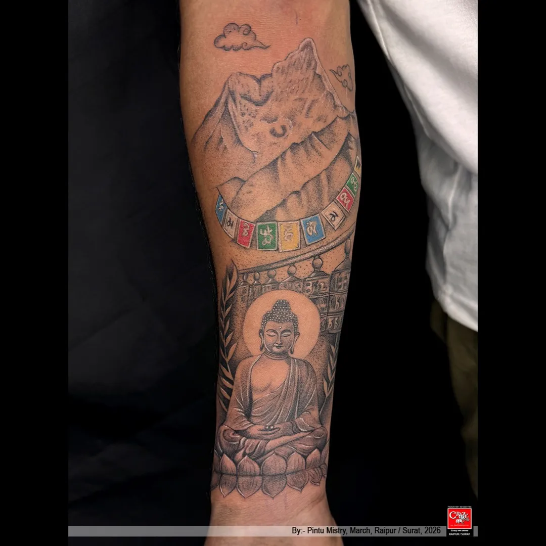 Sacred Buddha & Mountain Tattoo β A Journey of Inner Peace, Strength & Spiritual Awakening π§ββοΈποΈβ¨...