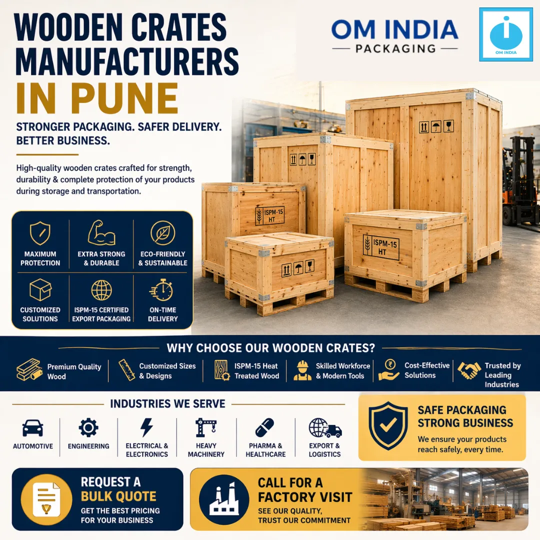 Wooden Crates Manufacturers in Pune – Durable & Export-Ready Solutions by Om India Packaging