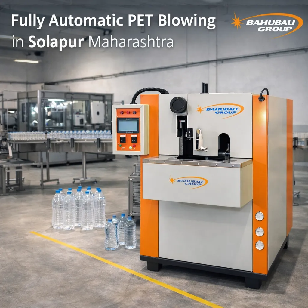 Fully Automatic PET Blowing Machine for mineral water plant in Solapur Maharashtra by Bahubali Group