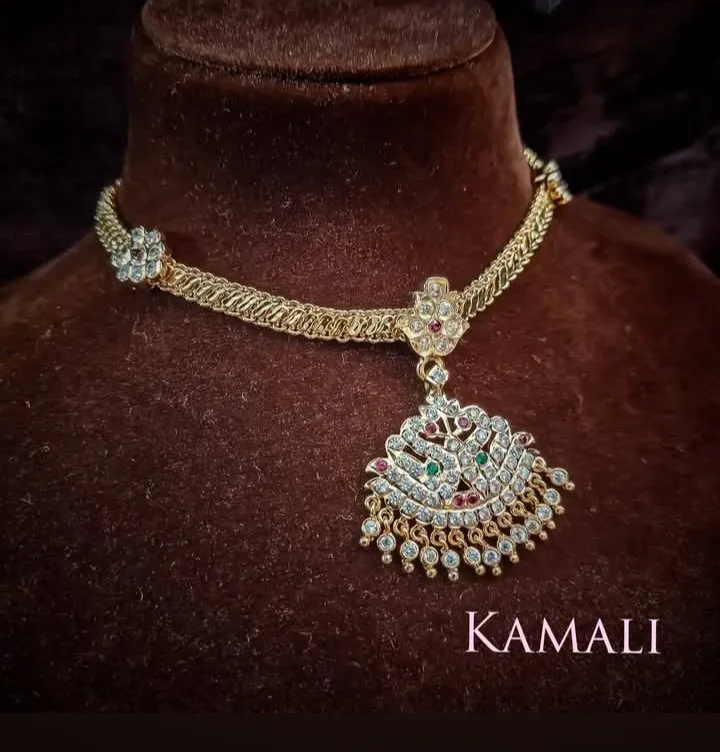 Impon Vaathu Dollar - White Stone Swan Pendant - Artificial Gold Plated Jewellery Kamali 9944116790
...