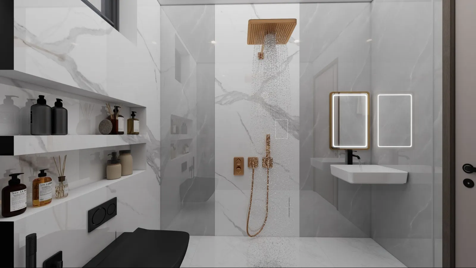 Indulge in a space where luxury flows effortlessly.
Marble textures and refined details define elega...