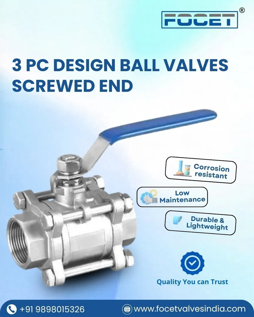 3 PC Design Ball Valves Screwed End Manufacturers in India