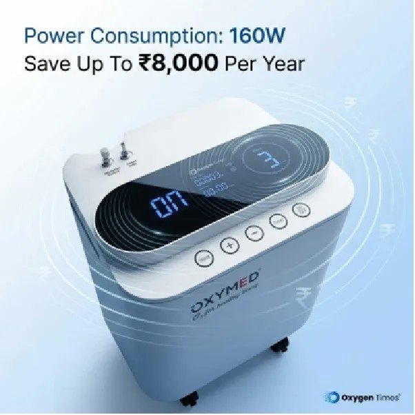 Oxymed Inteli 5 LPM Oxygen Concentrator with Smart SpO₂ Control | Ultra-Quiet Supplier In Pune