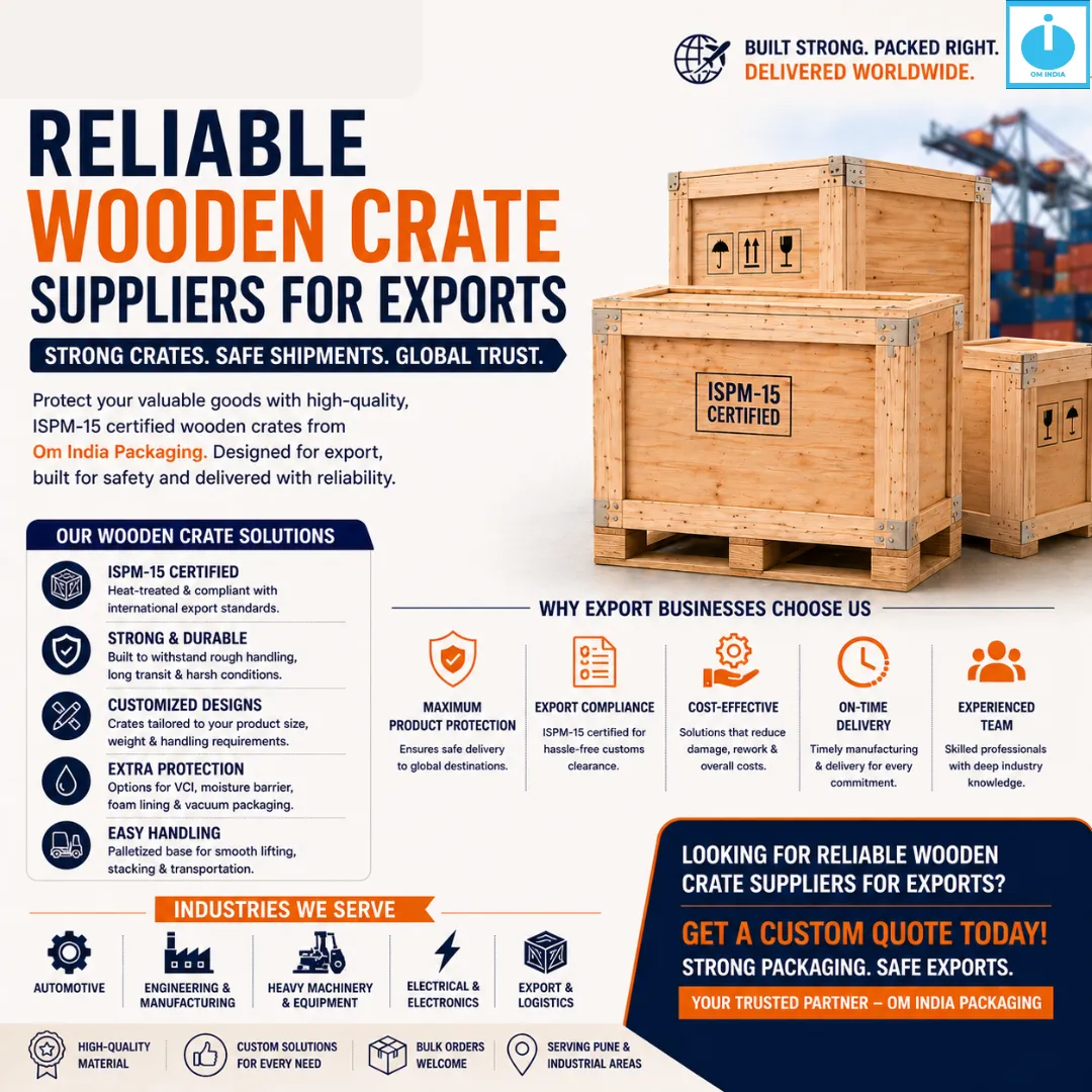 Reliable Wooden Crate Suppliers for Exports in Pune | Trusted by Industries – Om India Packaging