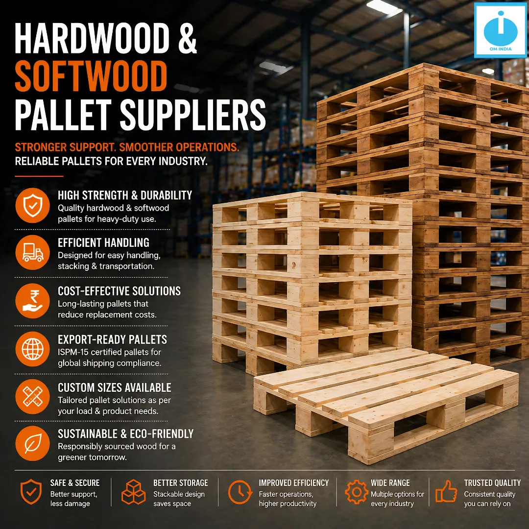 Hardwood and Softwood Pallet Suppliers in Pune | Strong & Reliable Solutions by Om India Packaging