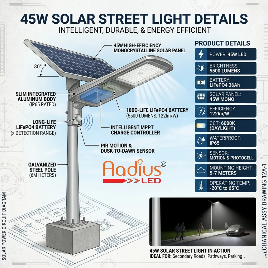 45W Solar Street Lights Manufacturing Company