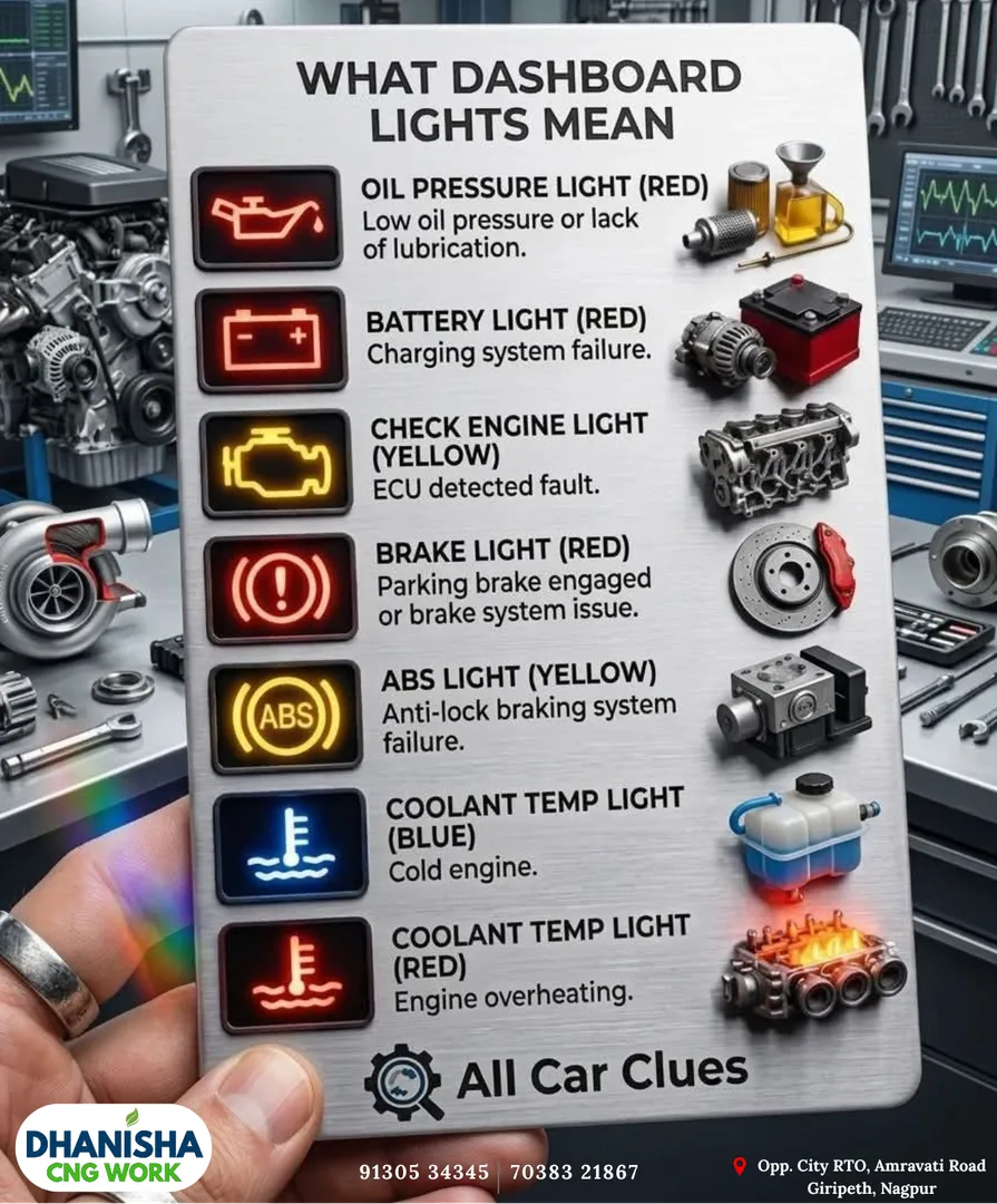 Car Dashboard Warning Lights Meaning | Vehicle Diagnostic Guide ā Dhanisha CNG Work Nagpur