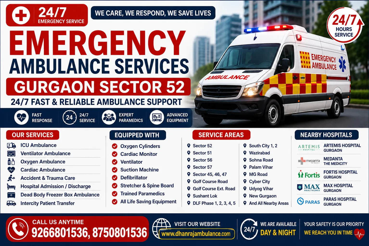 Emergency Ambulance Services in Gurgaon's Sector 52