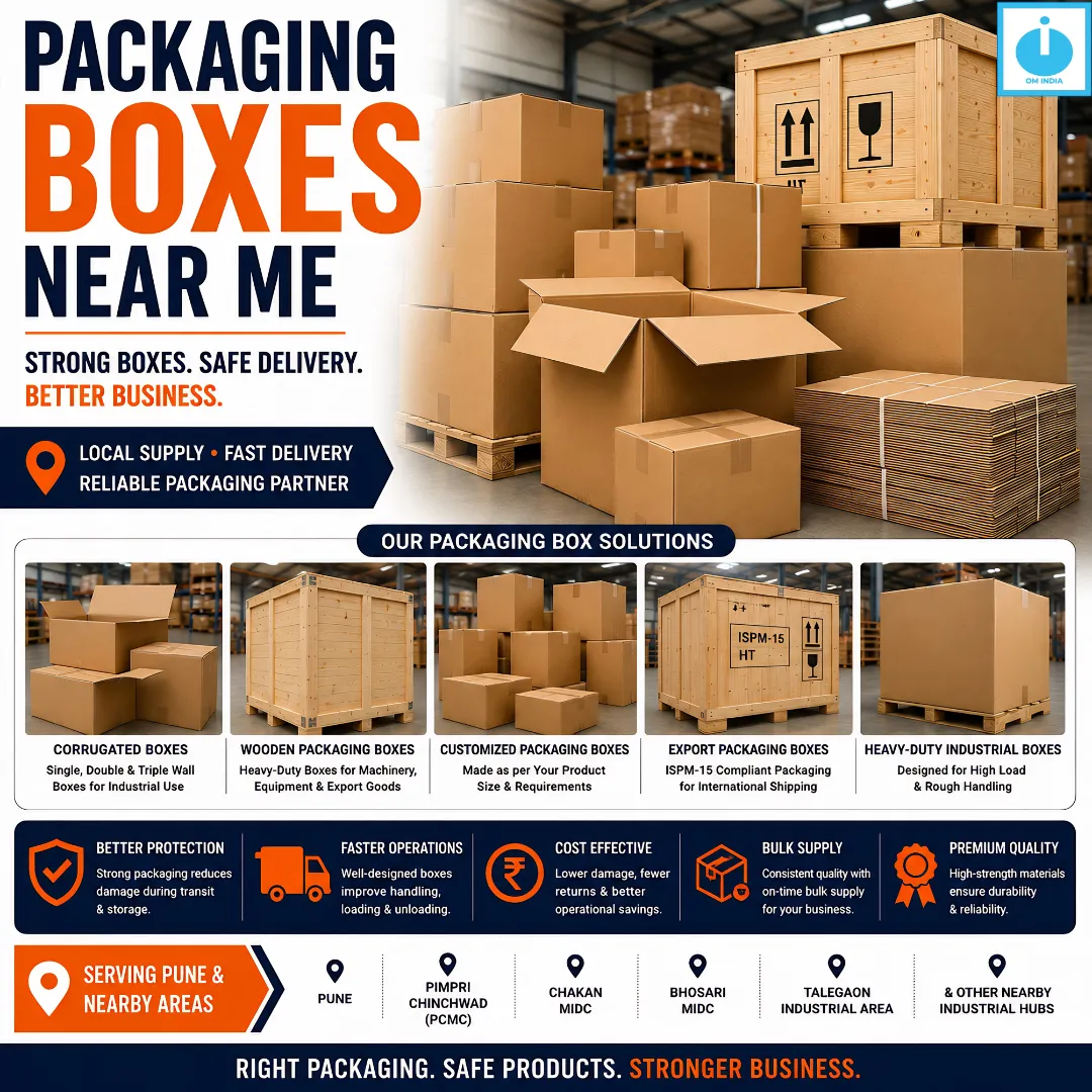 Packaging Boxes Near Me | Trusted Industrial Packaging Solutions by Om India Packaging