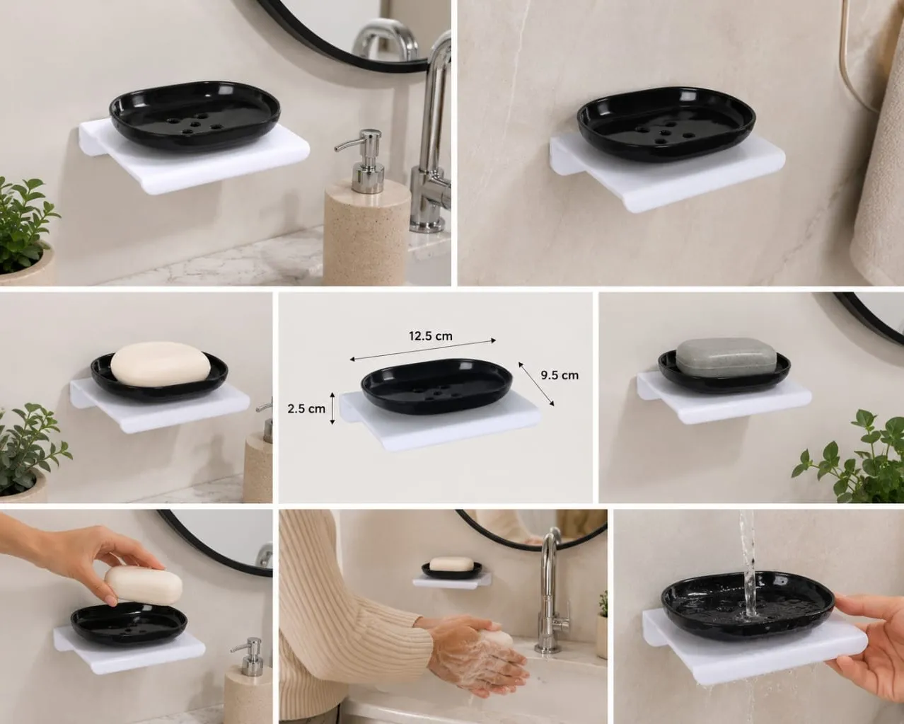 Acrylic black single soap dish