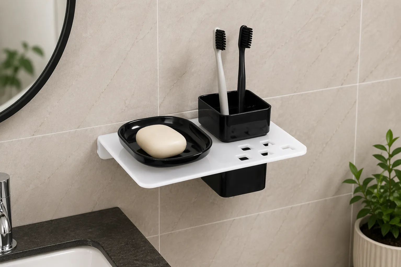 Acrylic black 2 in 1 soap dish