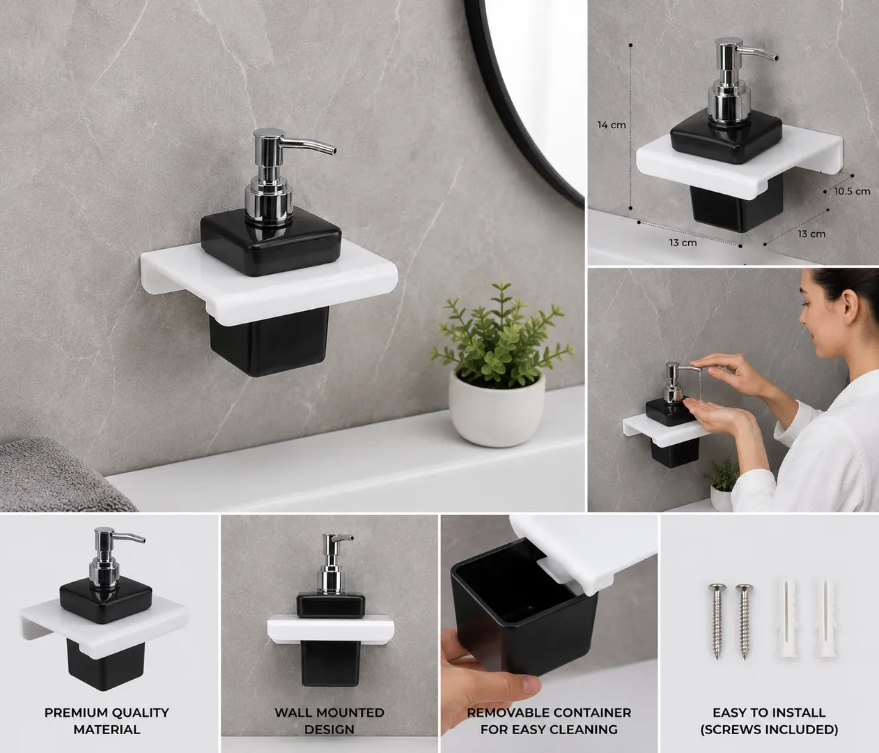 Acrylic black soap dispenser