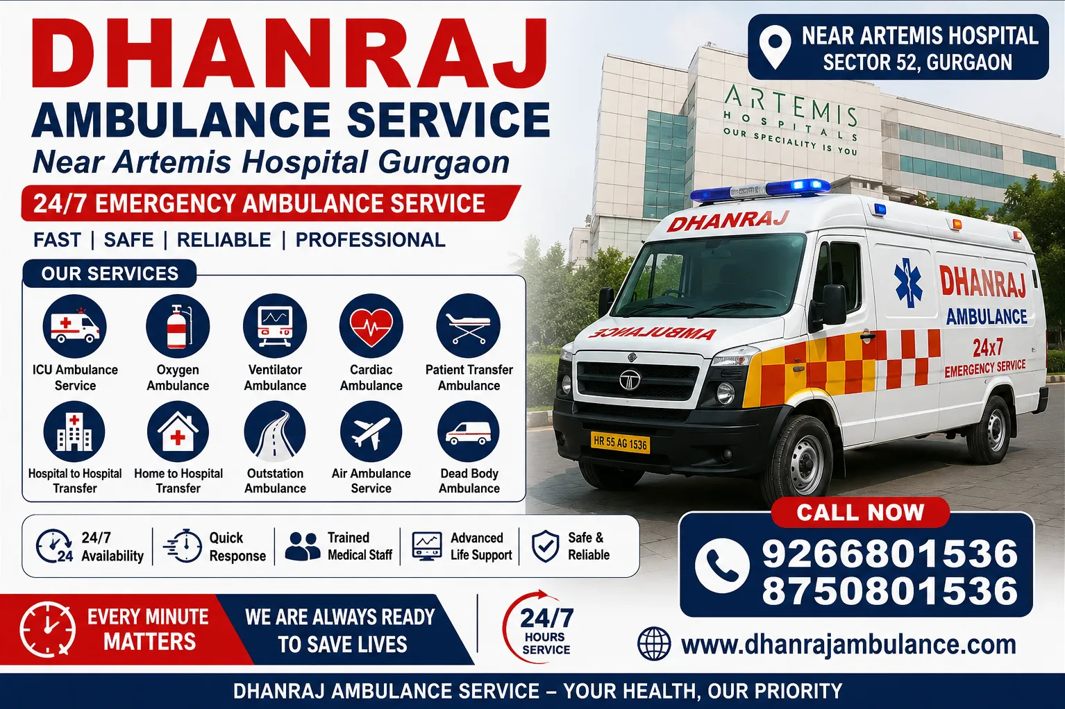 Artemis Hospital Ambulance Service in Gurgaon