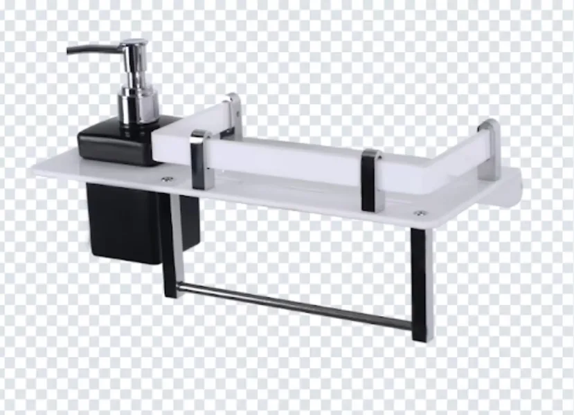 Acrylic Black Shelf With Soap Dispenser and Napkin Holder in Gujarat for Complete Utility Setup
