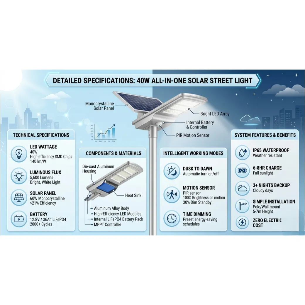 40W All in One Integrated Street Light