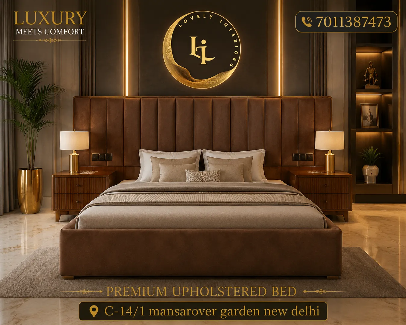 Full Upholstered bed in Chhatarpur
