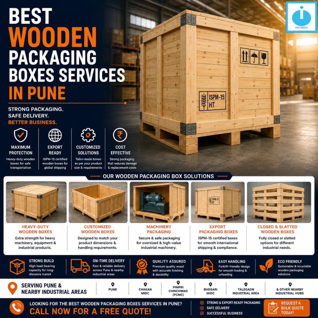 Best Wooden Packaging Boxes Services in Pune | Strong & Export-Ready Packaging by Om India Packaging