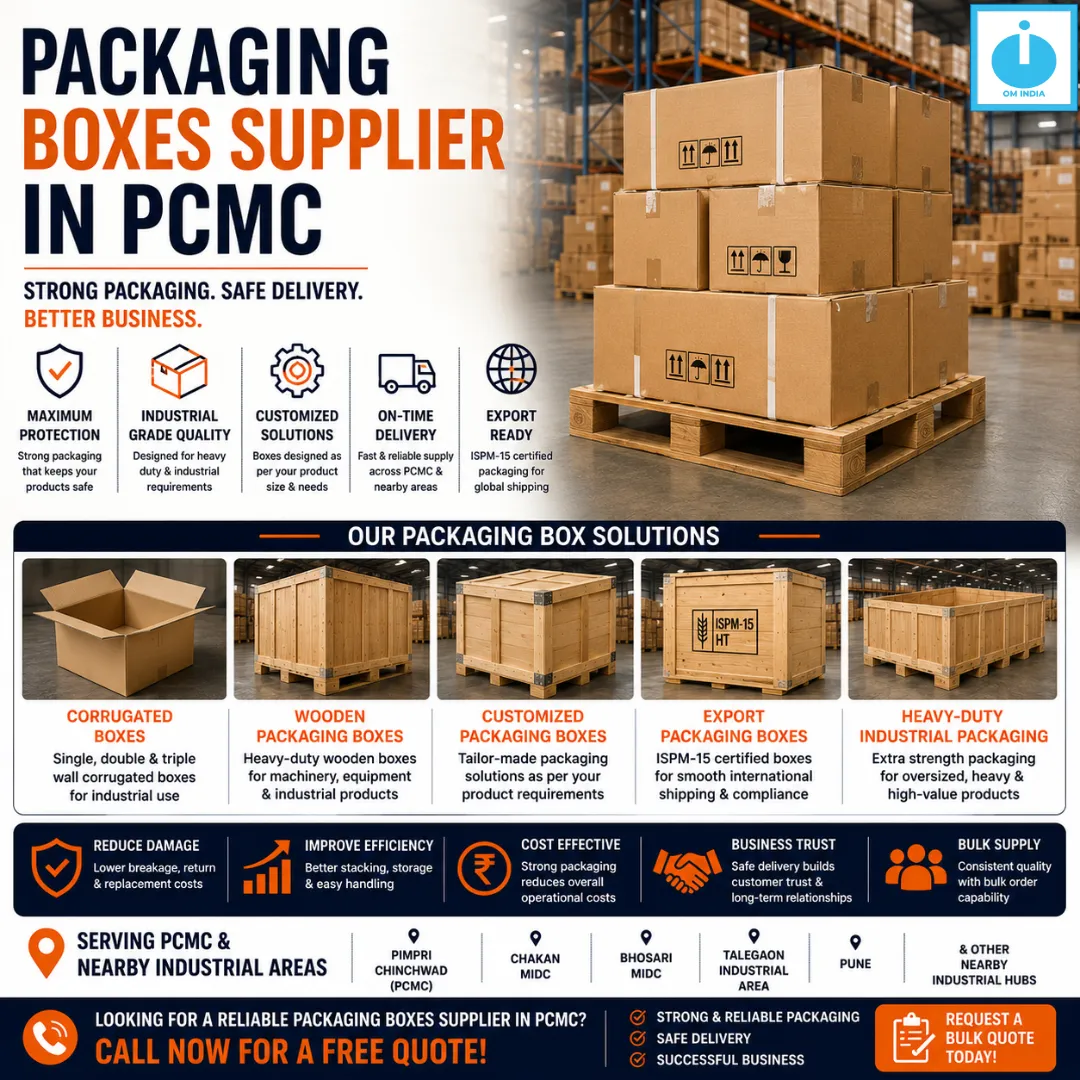 Packaging Boxes Supplier in PCMC | Reliable Industrial Packaging Solutions by Om India Packaging