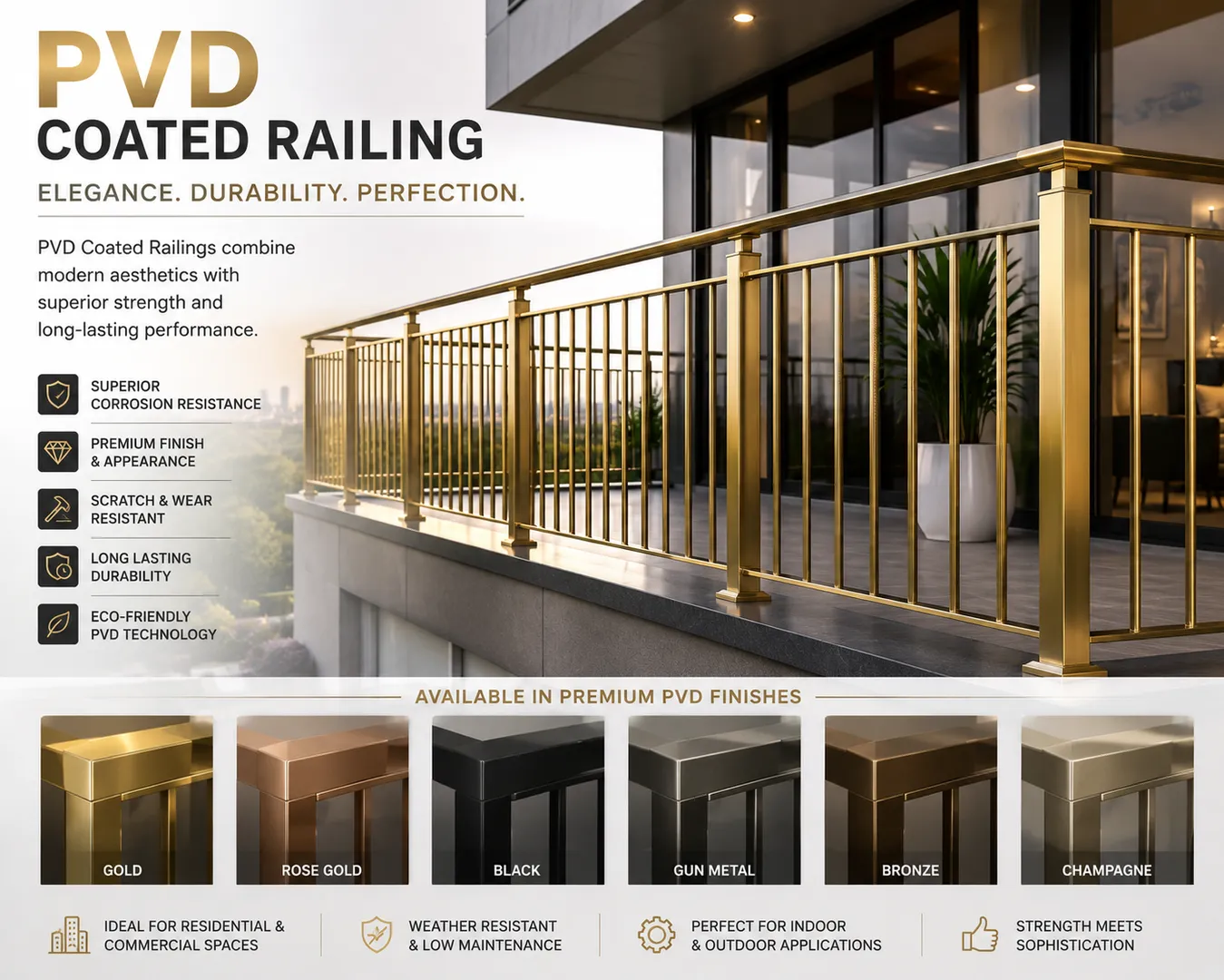 PVD Coated Railing Manufacturer in Ahmedabad for Premium Finishes