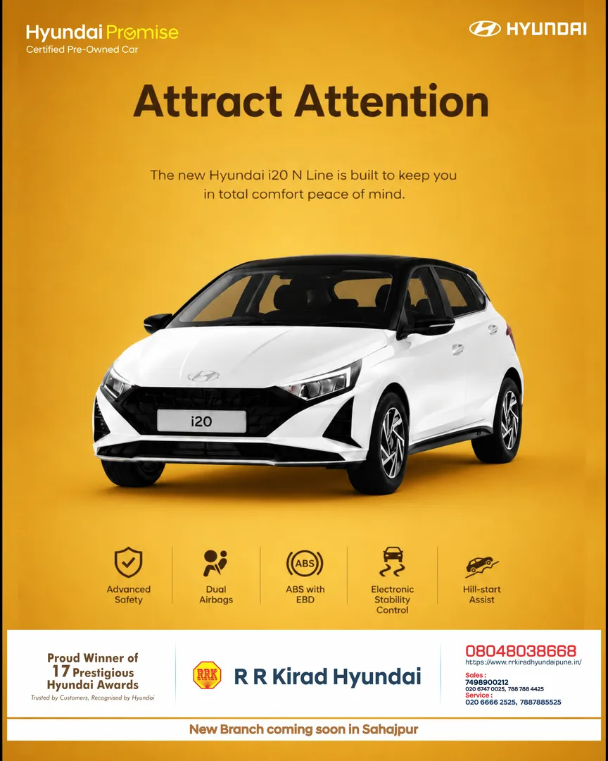 Most advanced safety systems, the new Hyundai i20 N Line is built to keep you in total comfort Pune