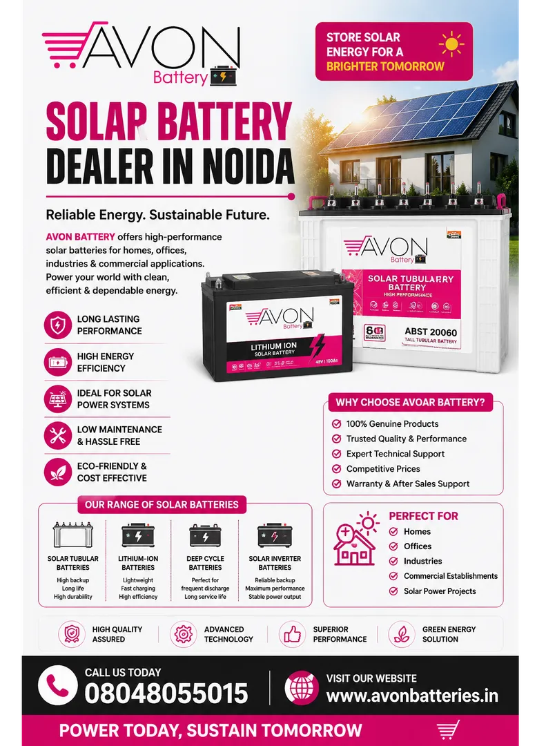 Solar Battery Dealer in Noida | Solar Inverter Battery Supplier – AVON BATTERY
