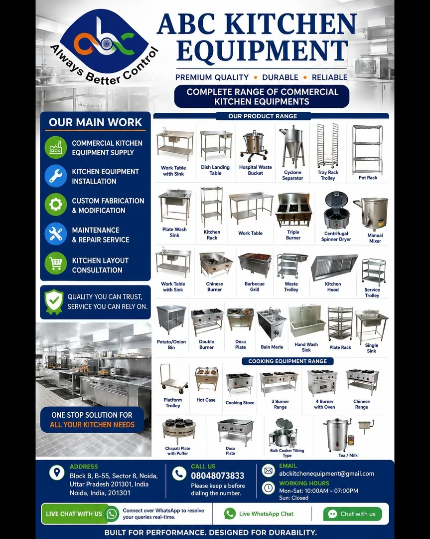 Display Counter Manufacturer in India | Stainless Steel Commercial Kitchen Equipment Supplier – ABC