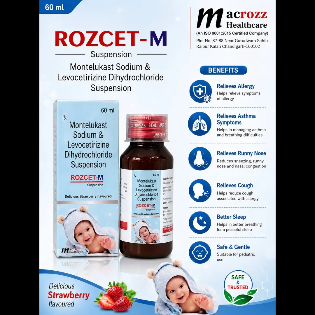 MONTELUKAST SODIUM & LEVOCETIRIZINE DIHYDROCHLORIDE SUSPENSION 60 ML SYRUP AVAILABLE