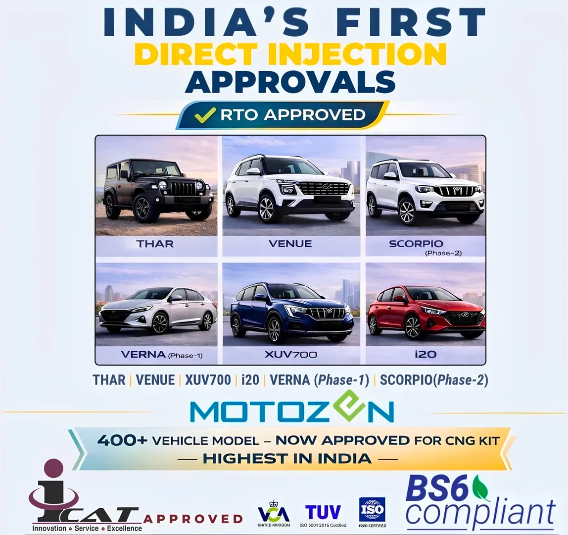 Direct Injection CNG Kit Installation in Nagpur | Motozen RTO Approved CNG Kits ā Dhanisha CNG Work