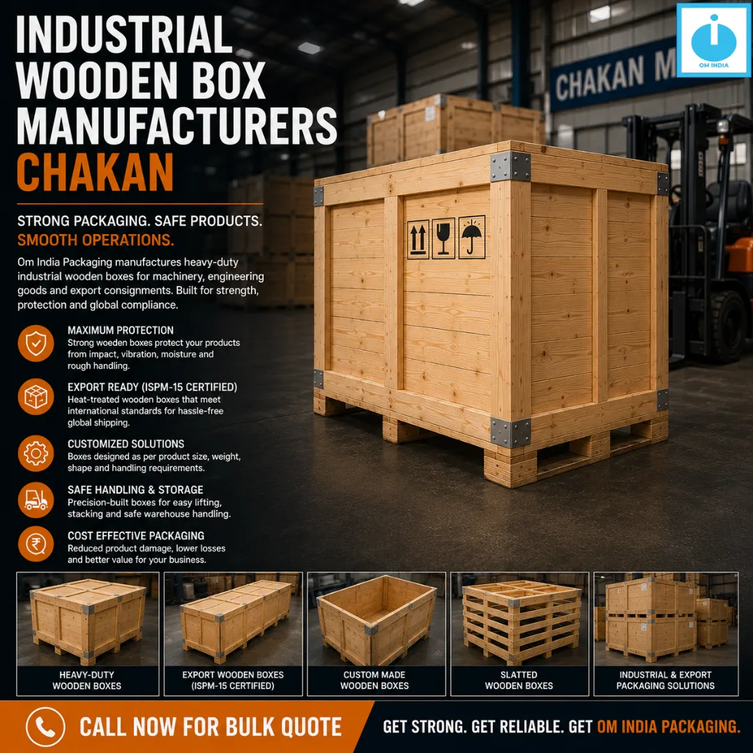 Industrial Wooden Box Manufacturers Chakan | Heavy-Duty Industrial Packaging Solutions by Om India