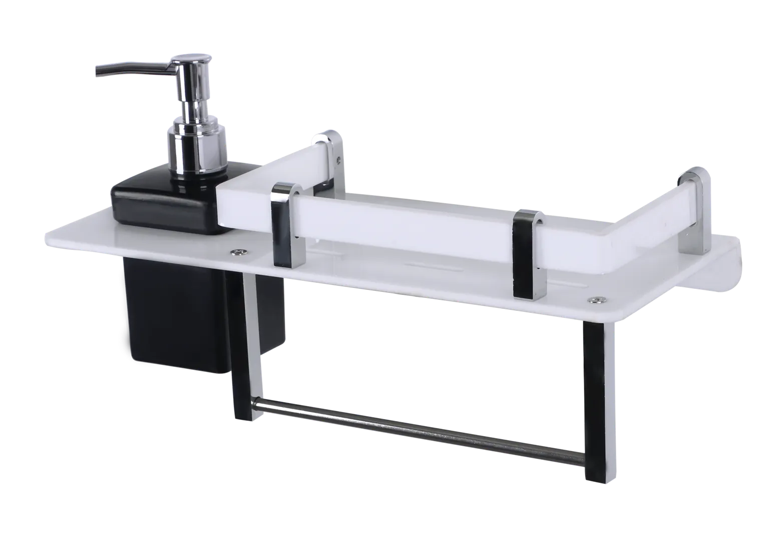 Acrylic Black Shelf With Soap Dispenser and Napkin Holder in Gujarat