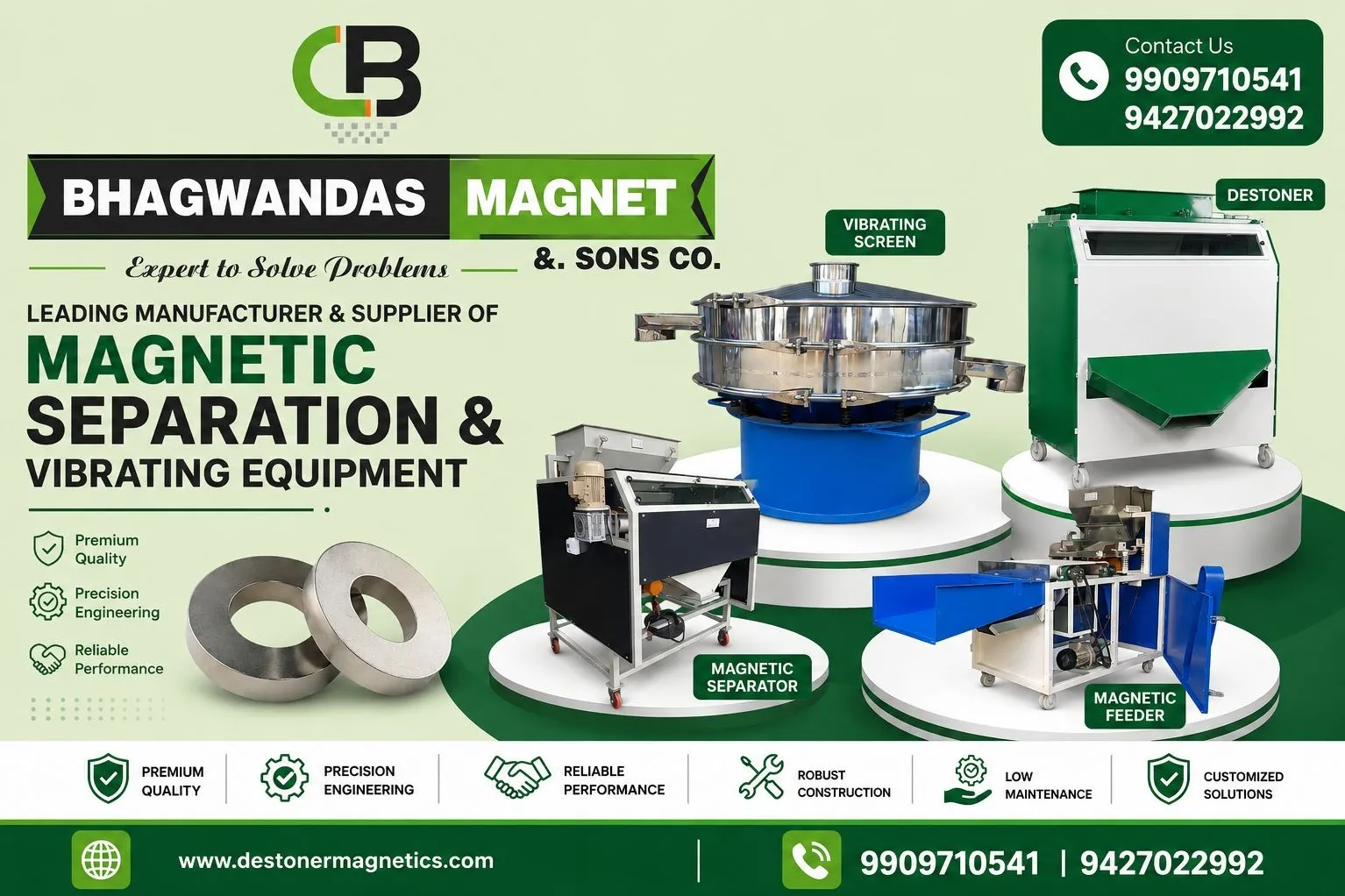 magnetic destoner and vibro screen Manufacturer in Morbi,