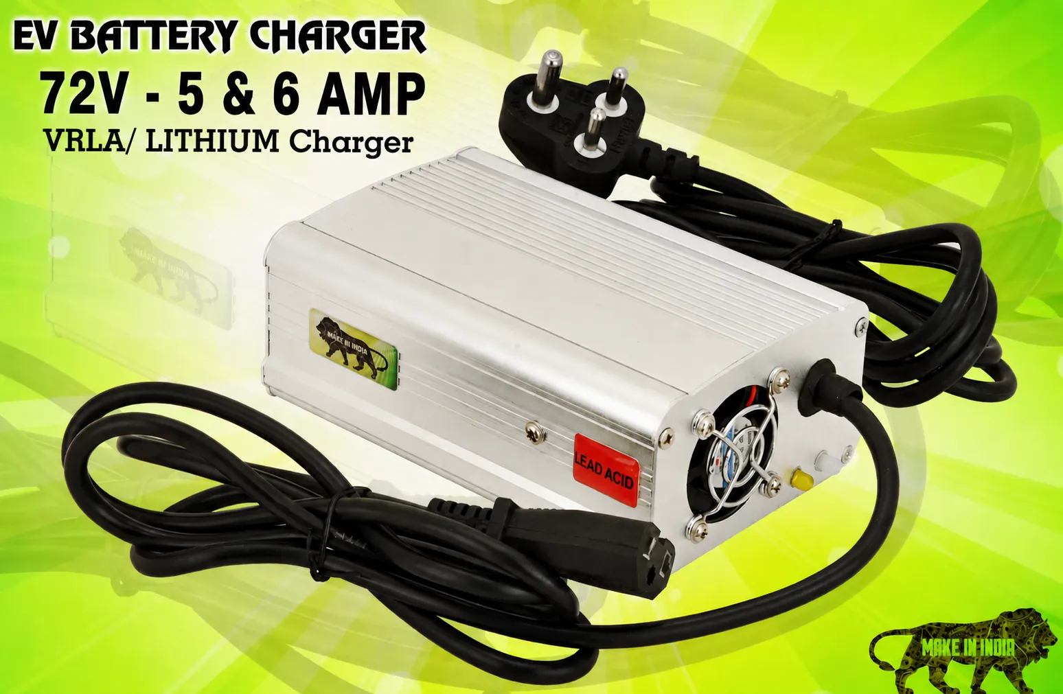 72V 5&6AMP EV Battery Charger – designed for fast, safe & efficient charging.