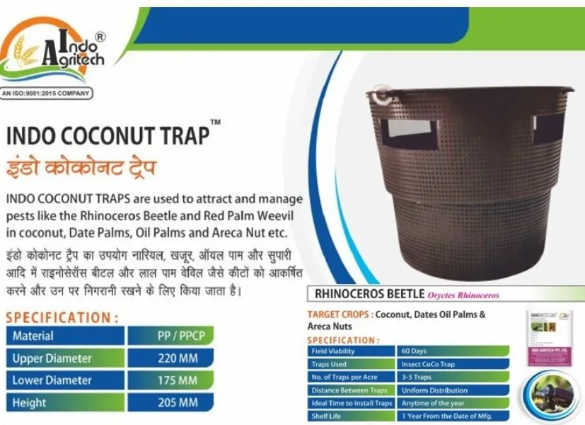 INDO COCONUT TRAP & INDO BEETLE LURE (Coconut, Areca Nuts, Dates Oil Palms, Etc.)