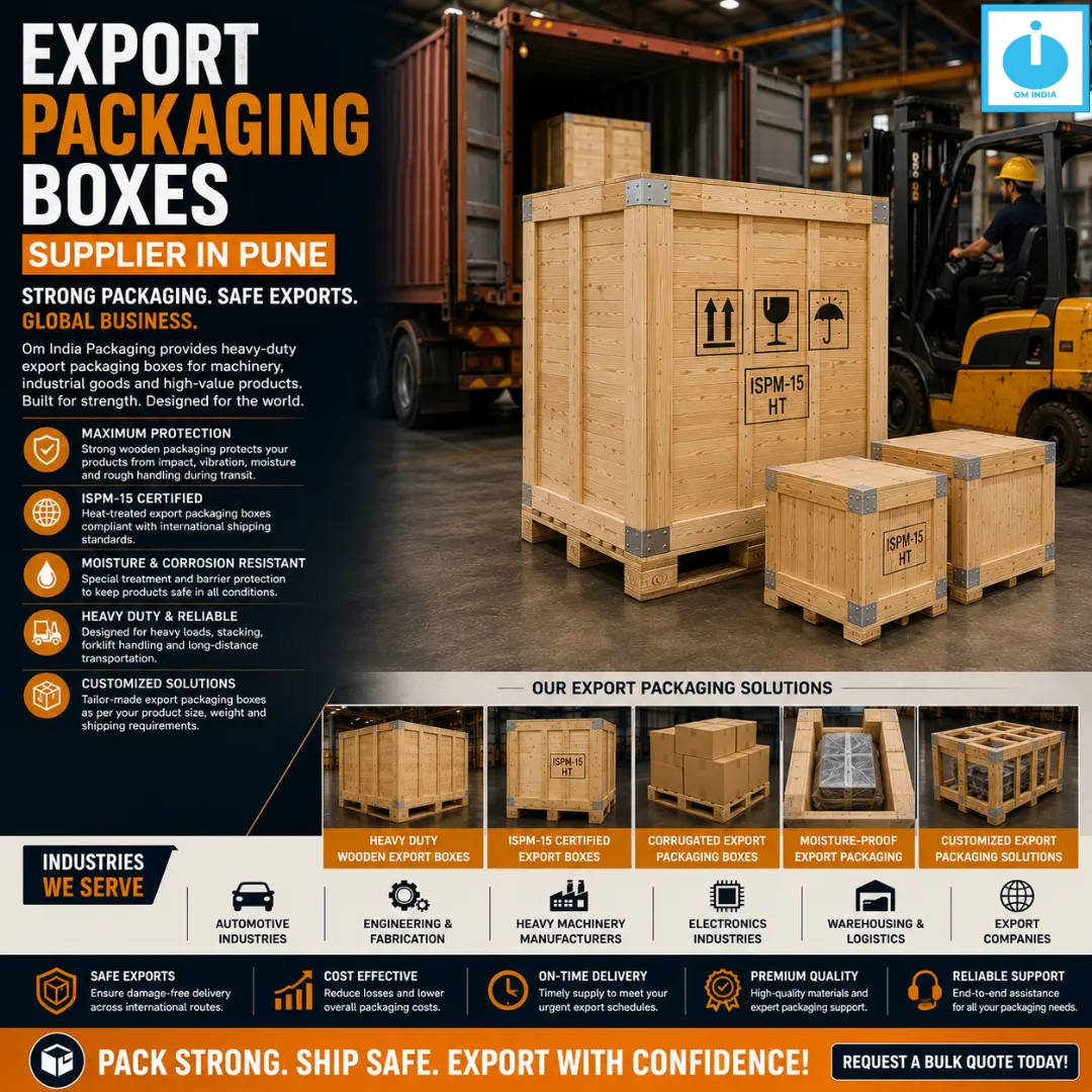 Export Packaging Boxes Supplier Pune | Reliable Export Packaging Solutions by Om India Packaging